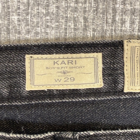 All Saints Kari Boy's Baggy Denim Shorts Sz 29 34 Distressed Gray Grunge Raw Hem - Picture 7 of 12